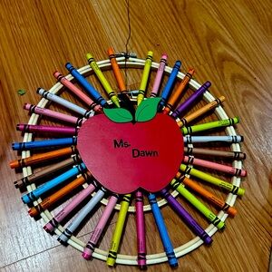Colorful Crayon Apple Wreath